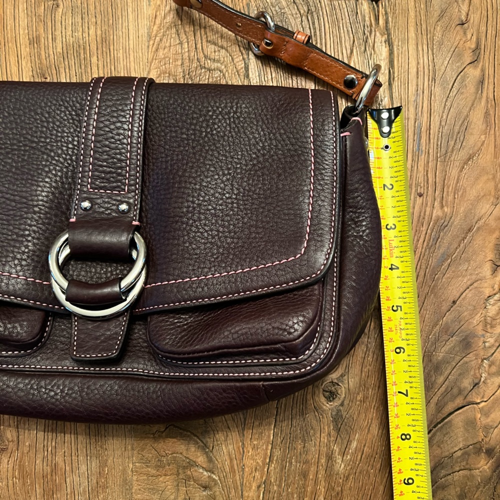 🌸Coach🌸pebble leather bag. Brown and pink stitching - Picture 11 of 16